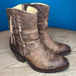 Justin Western Cowgirl Boots Distressed Brown Leather Festival Rodeo Women’s 7.5